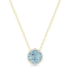 0.47Ct Aquamarine 16"pendant Necklace In 14K Yellow Gold