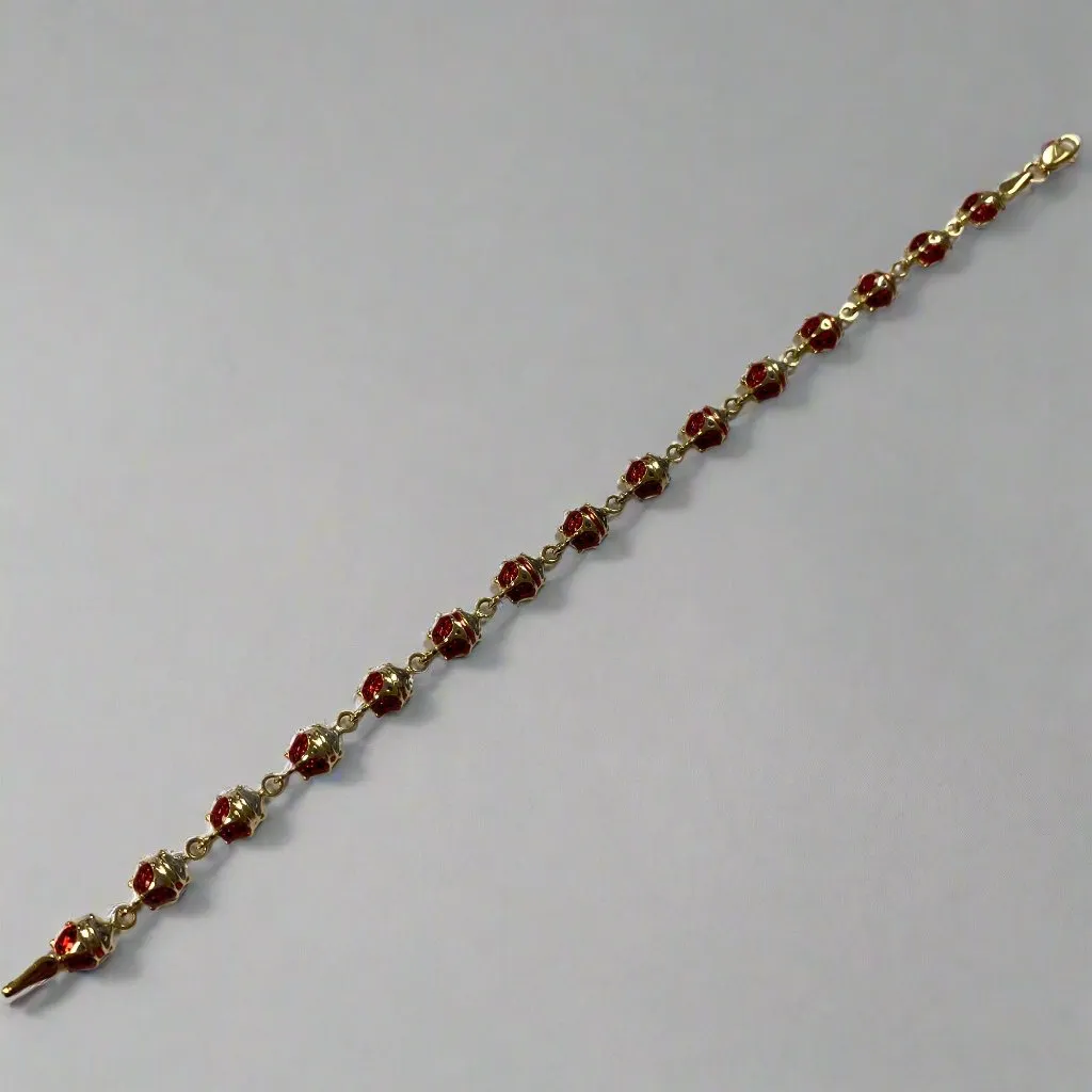 10k Yellow Gold Enamel Ladybug Bracelet