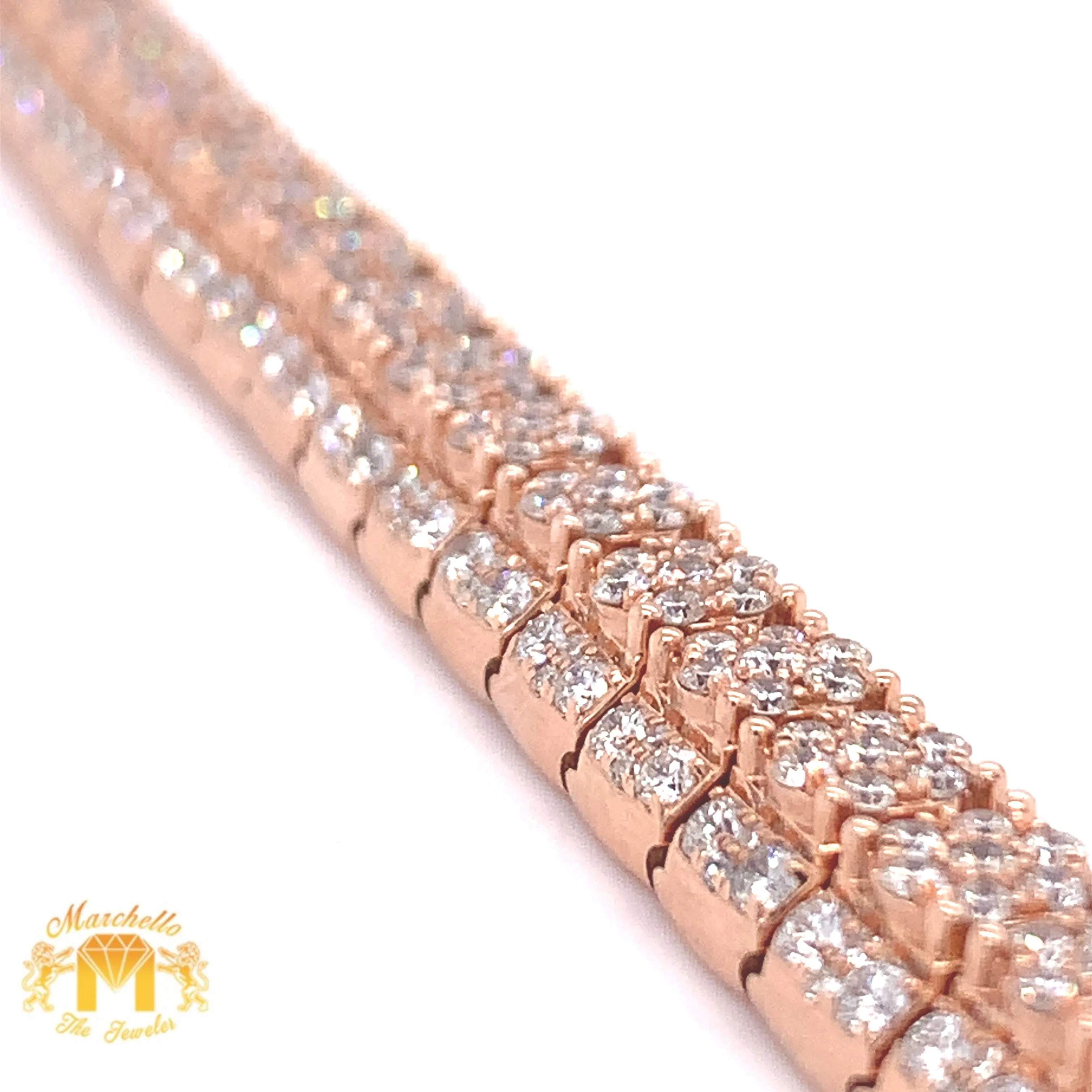 14k Gold 9mm Pyramid Link Bracelet with Round Diamond (solid back)