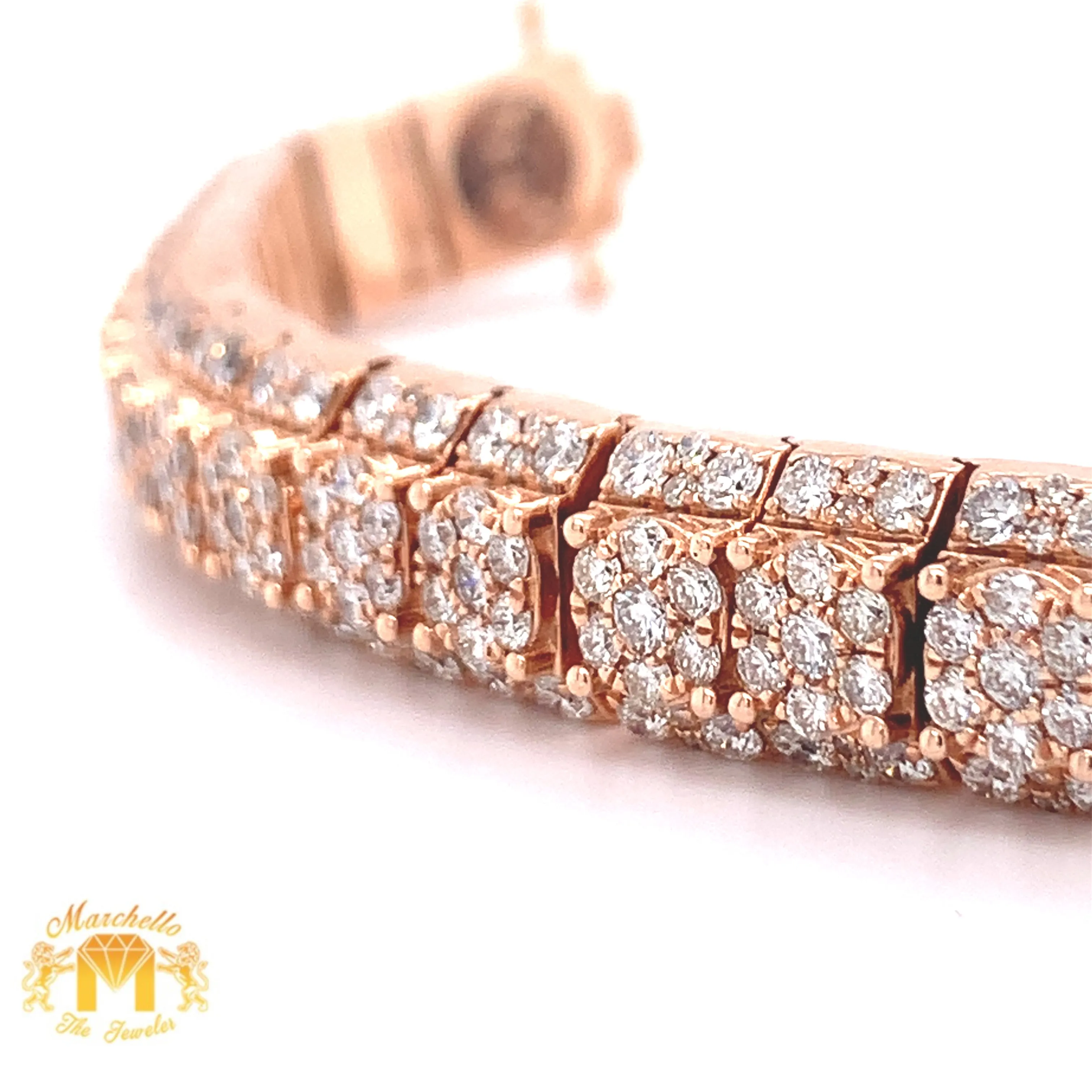 14k Gold 9mm Pyramid Link Bracelet with Round Diamond (solid back)