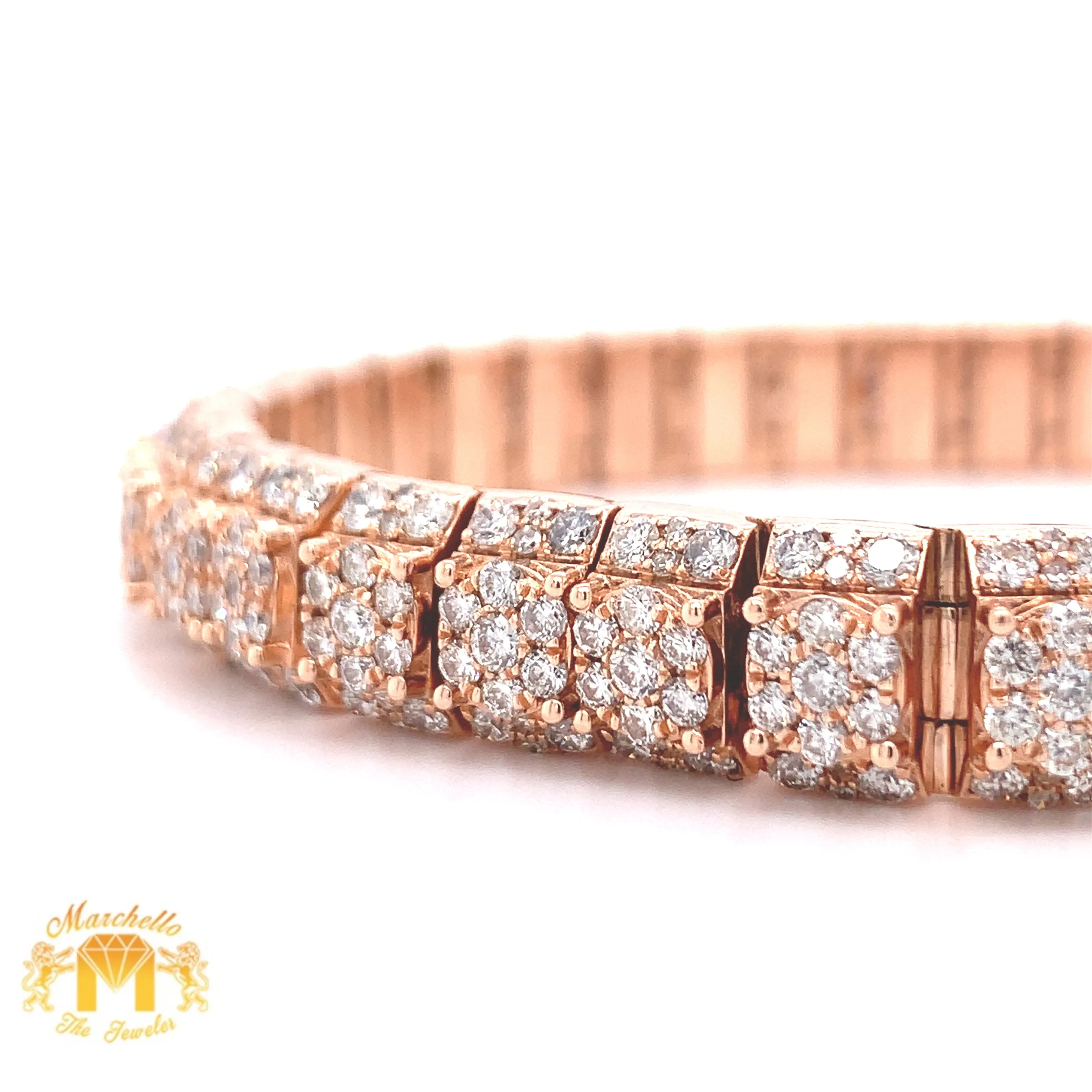 14k Gold 9mm Pyramid Link Bracelet with Round Diamond (solid back)