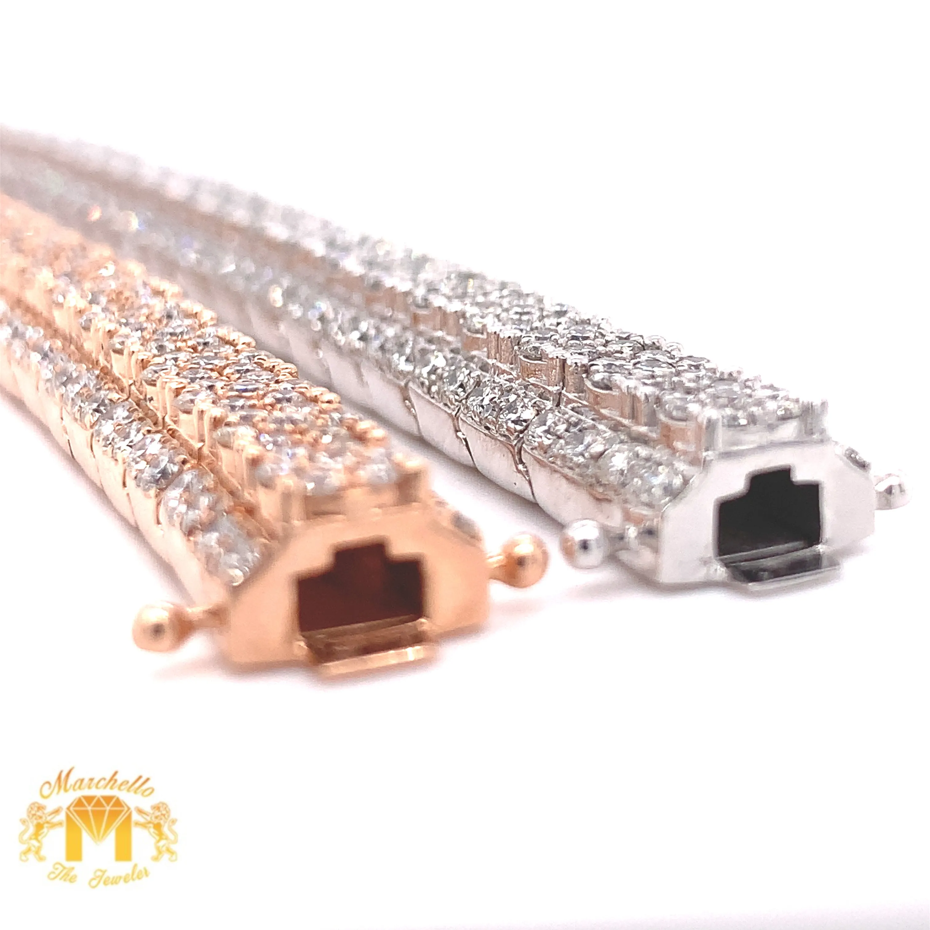 14k Gold 9mm Pyramid Link Bracelet with Round Diamond (solid back)