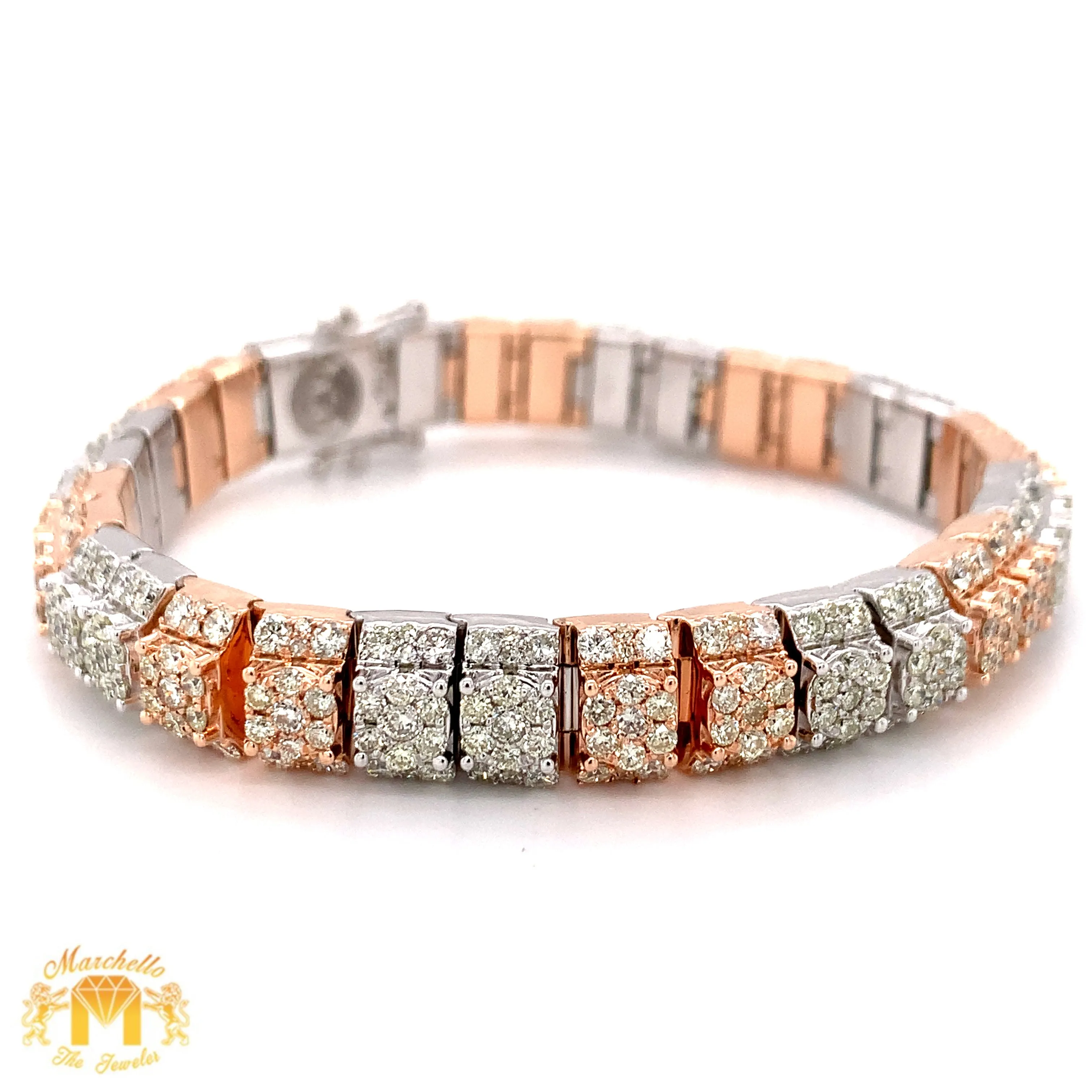 14k Gold 9mm Pyramid Link Bracelet with Round Diamond (solid back)