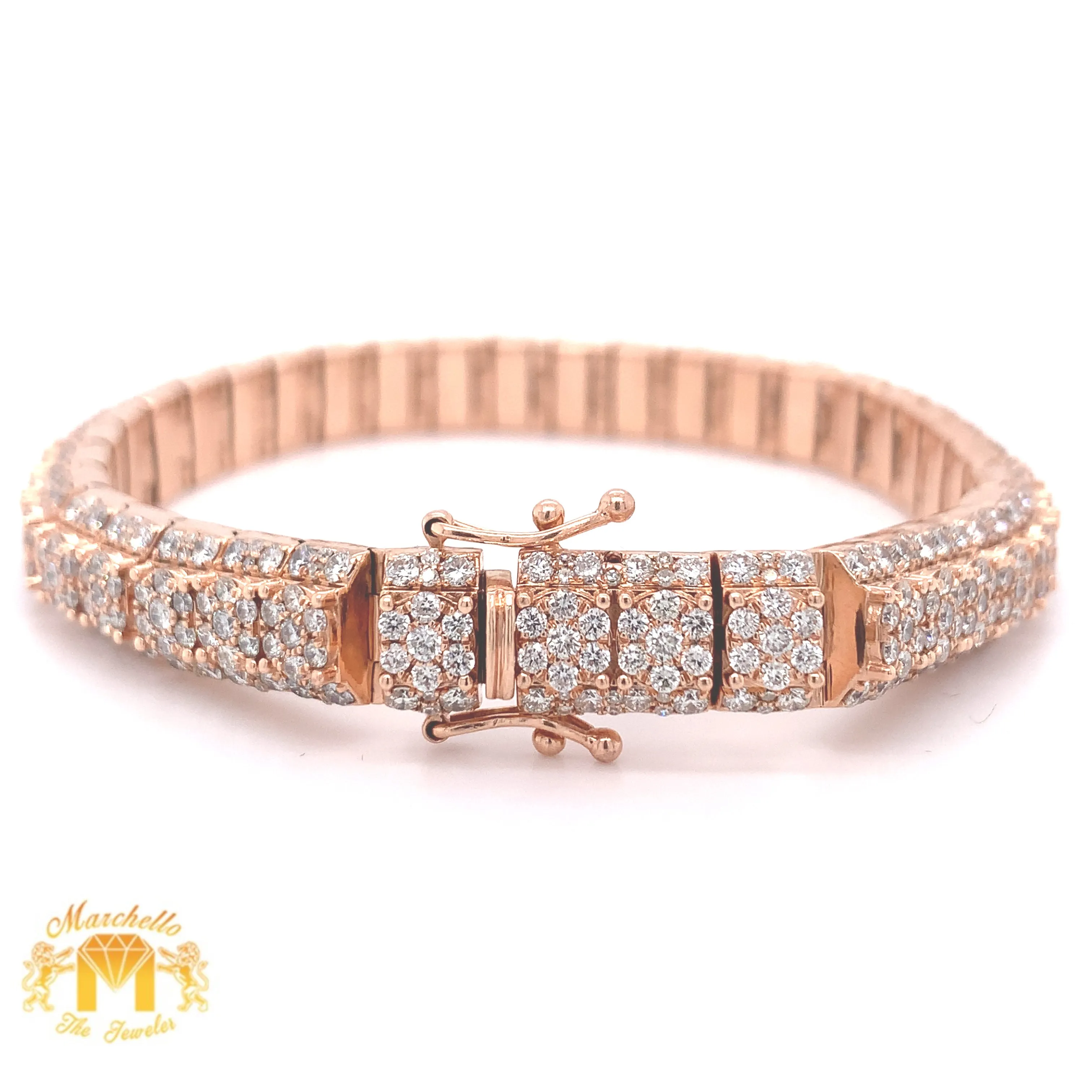 14k Gold 9mm Pyramid Link Bracelet with Round Diamond (solid back)