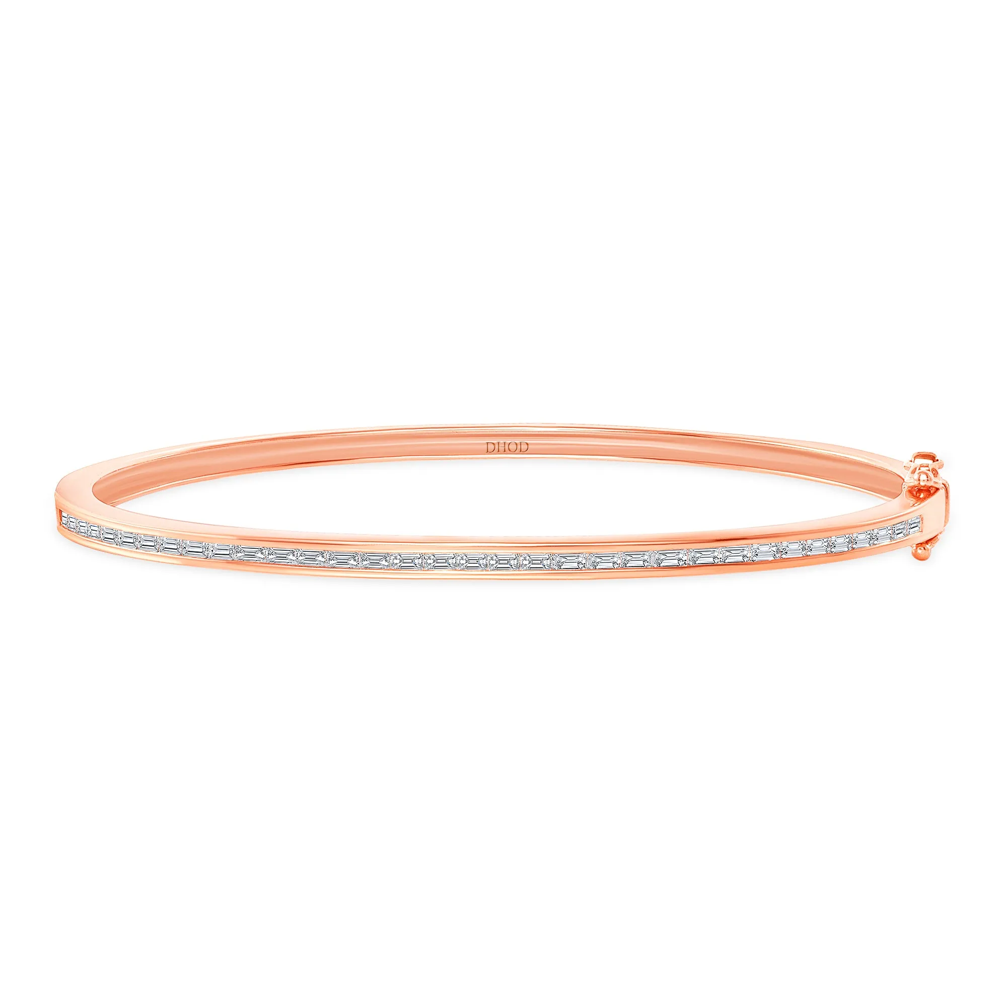 14K Gold Baguette Diamond Bangle