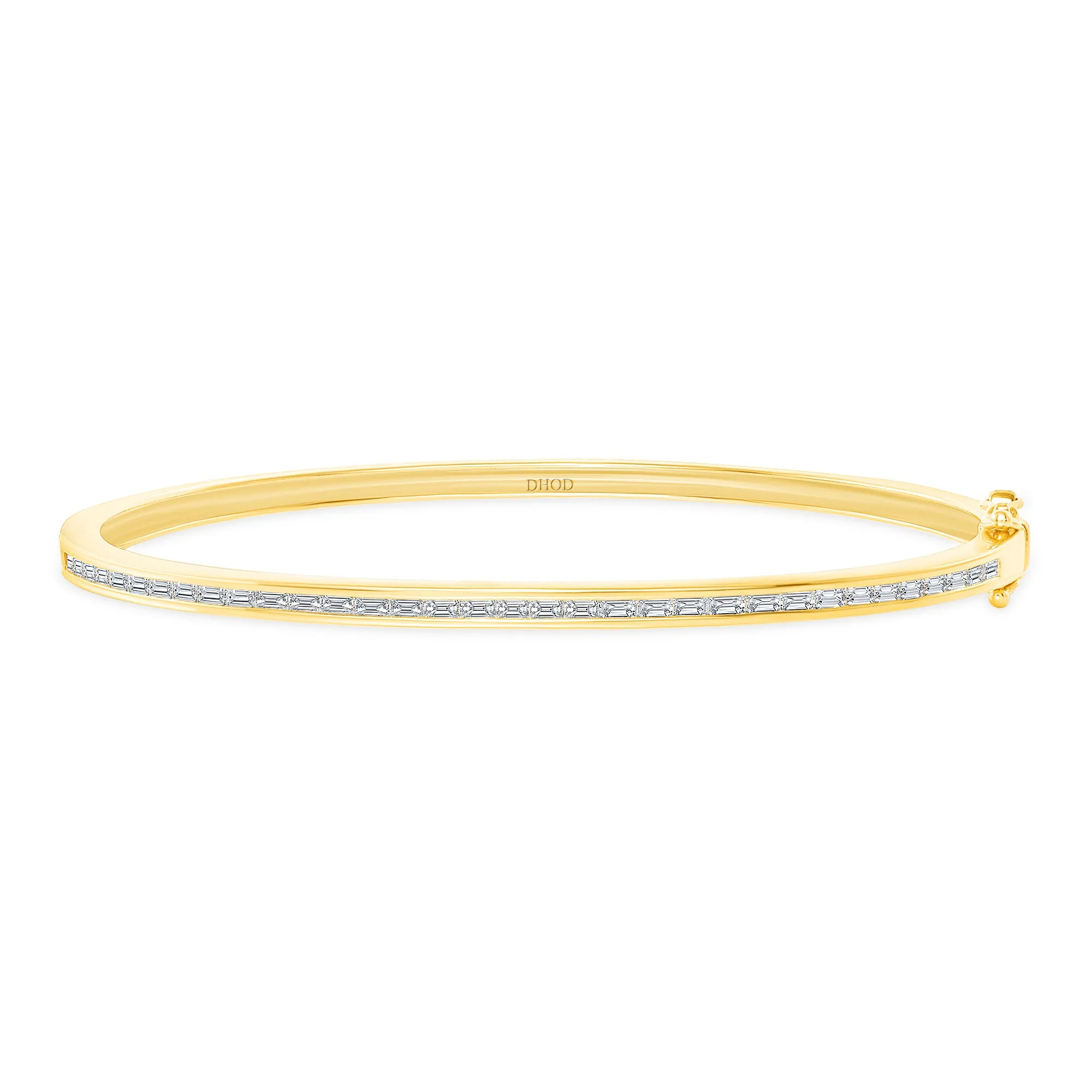 14K Gold Baguette Diamond Bangle