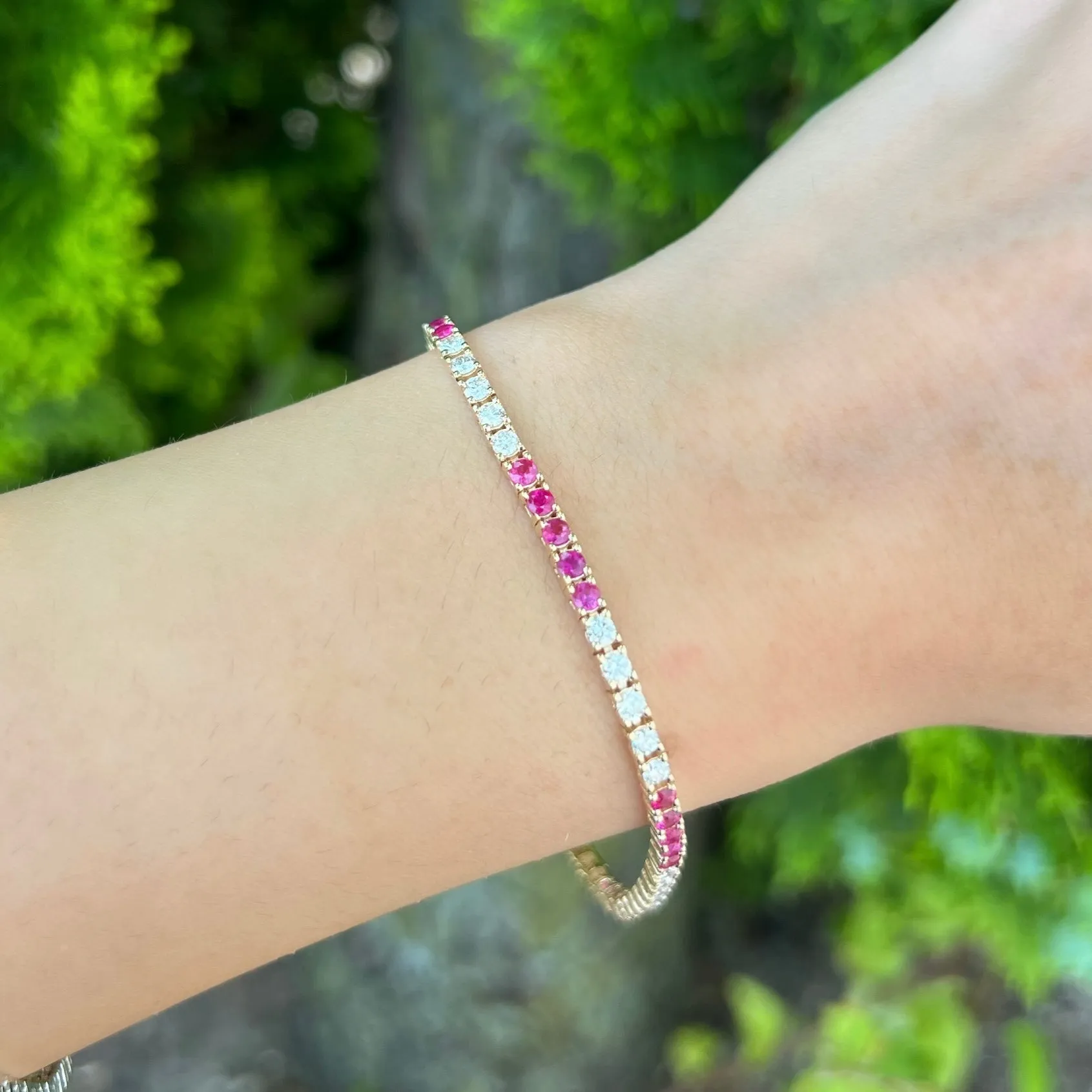 14K GOLD DIAMOND RUBY COLETTE TENNIS BRACELET