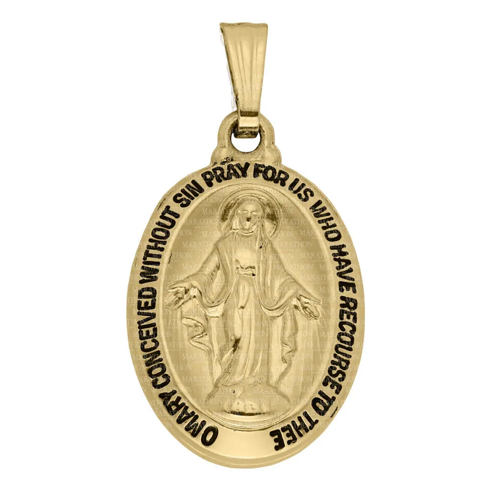 14k Gold Miraculous Medal with Chain