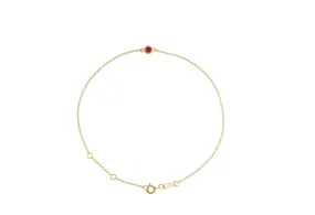 14K Gold Natural Round Ruby Bracelet