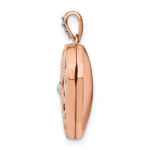 14K Rose Gold Heart Locket Pendant