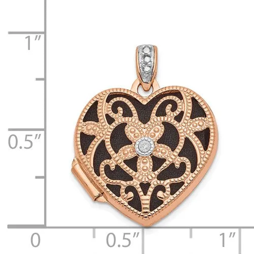14K Rose Gold Heart Locket Pendant