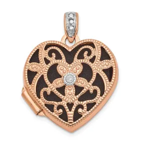 14K Rose Gold Heart Locket Pendant