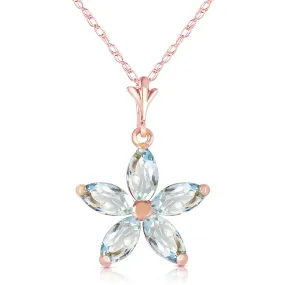 14K Solid Rose Gold Aquamarines Necklace Jewelry Class New
