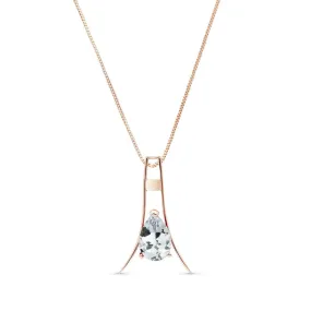 14K Solid Rose Gold Natural Aquamarine Necklace Jewelry
