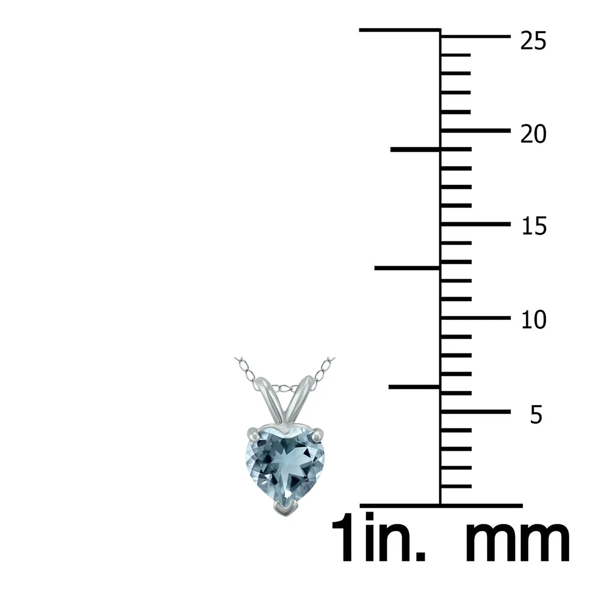 14K White Gold 4Mm Heart Aquamarine Pendant