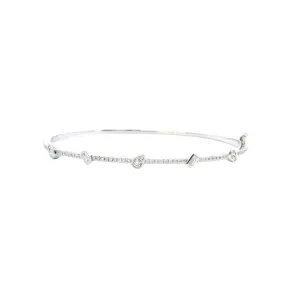14K White Gold - Bangle Bracelet - J37464