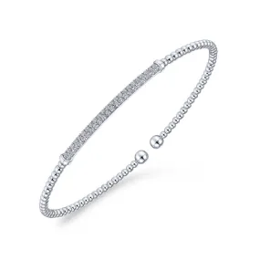 14K White Gold Bujukan Split Cuff Bracelet with Diamond Pavé Bar - BG4262-62W45JJ