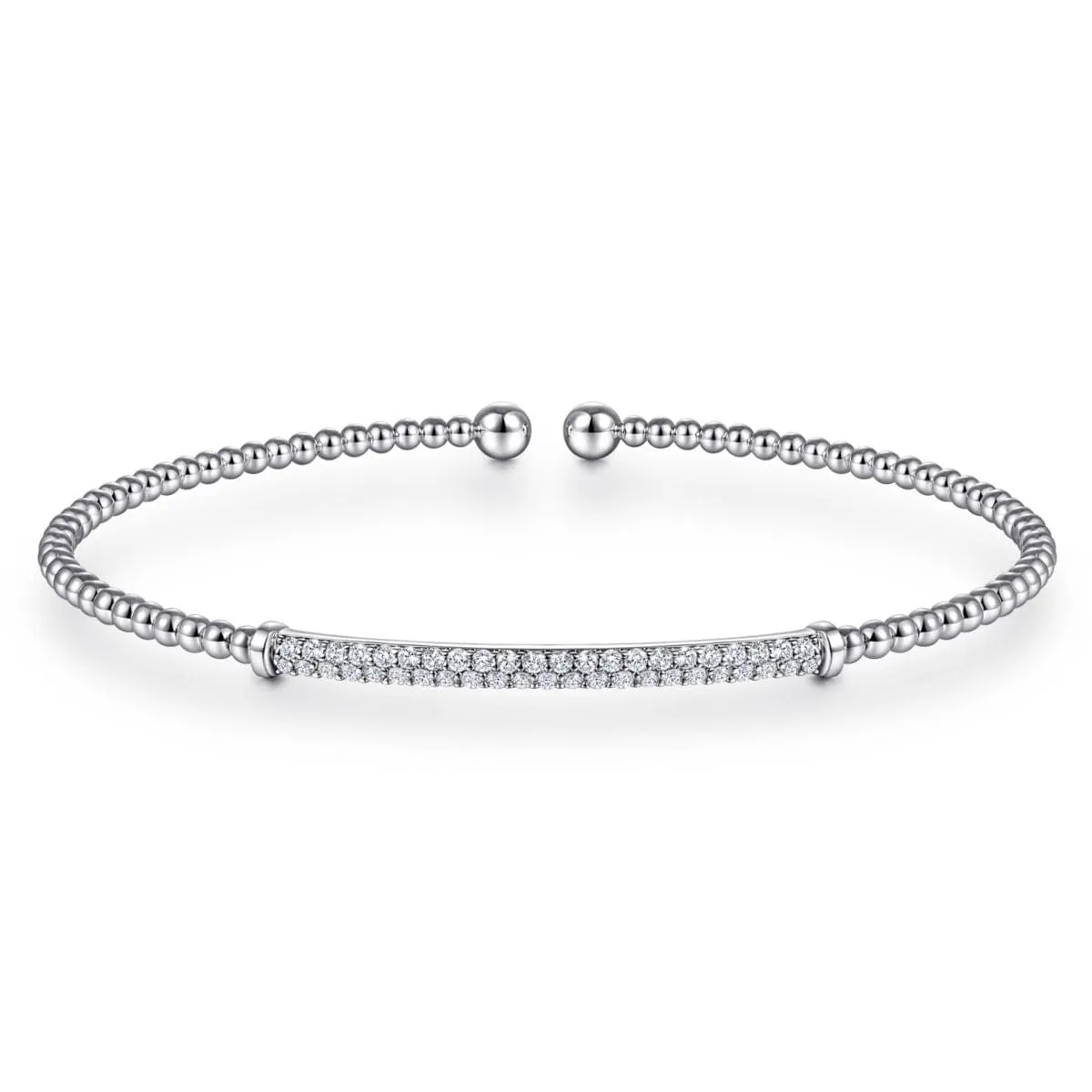 14K White Gold Bujukan Split Cuff Bracelet with Diamond Pavé Bar - BG4262-62W45JJ