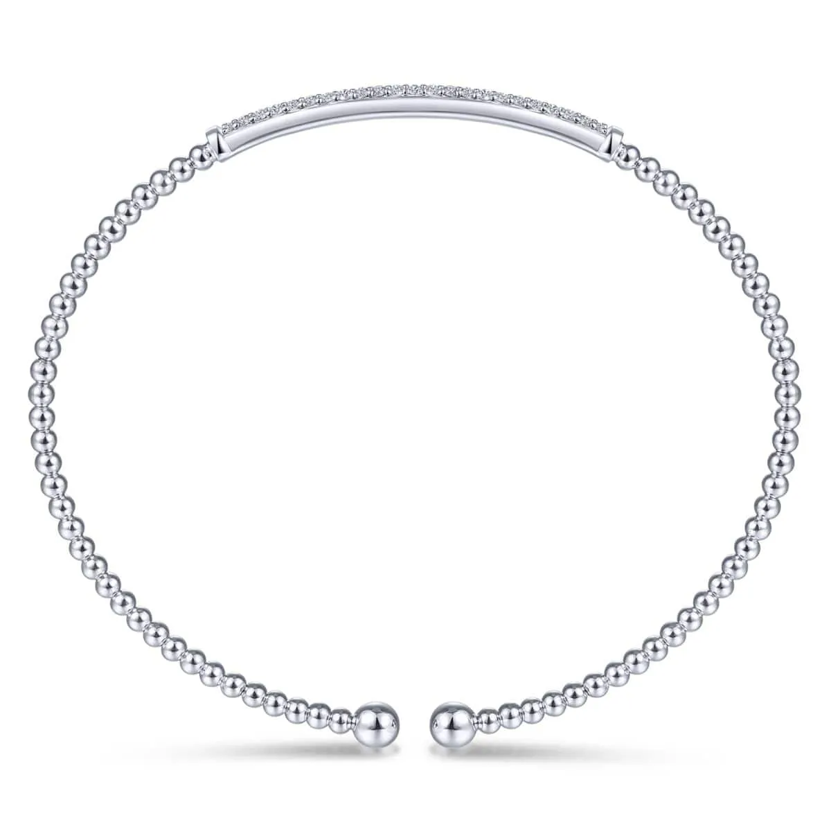 14K White Gold Bujukan Split Cuff Bracelet with Diamond Pavé Bar - BG4262-62W45JJ