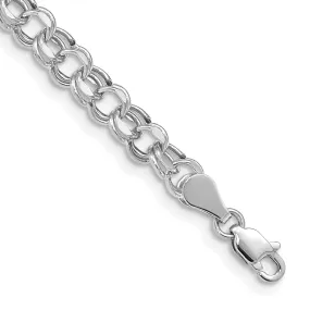 14K White Gold Charm Bracelet - Diamond Cut, 5-MM Wide Link, 8.25-inch