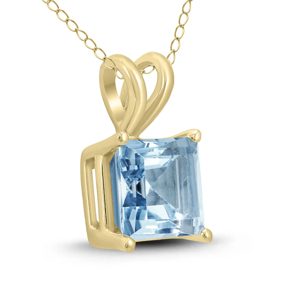 14K Yellow Gold 6Mm Square Aquamarine Pendant
