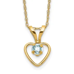 14k Yellow Gold Aquamarine Heart Necklace
