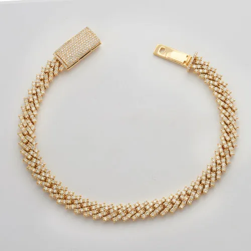14KY 6.60CTW DIAMOND SQUARE LINK MIAMI CUBAN