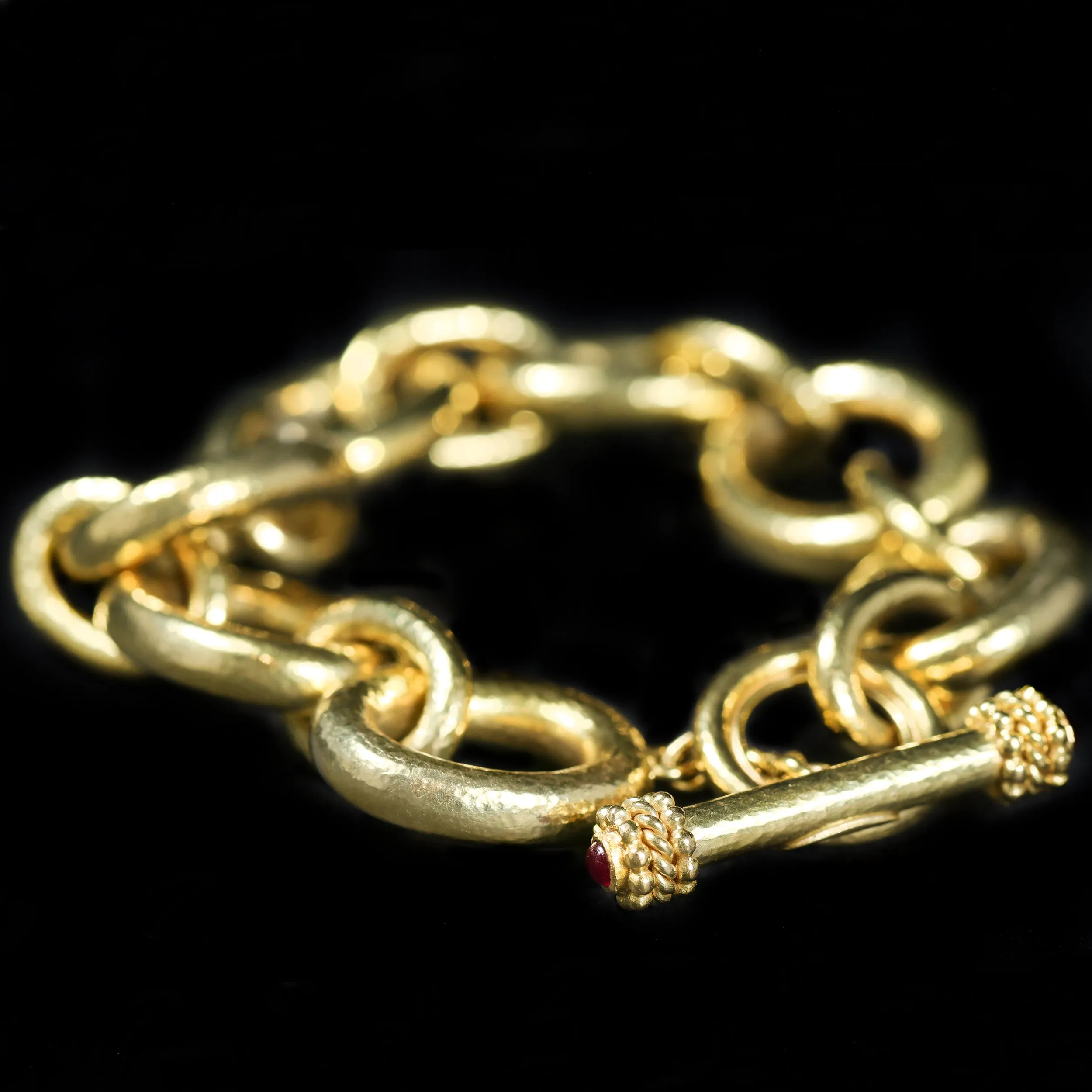 19K Yellow Gold Elizabeth Locke Ruby Link Bracelet, 7.5"