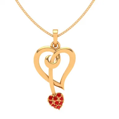 22k Double Heart Themed Gold Locket For Contemporary Look