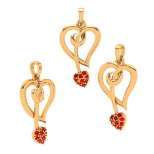22k Double Heart Themed Gold Locket For Contemporary Look