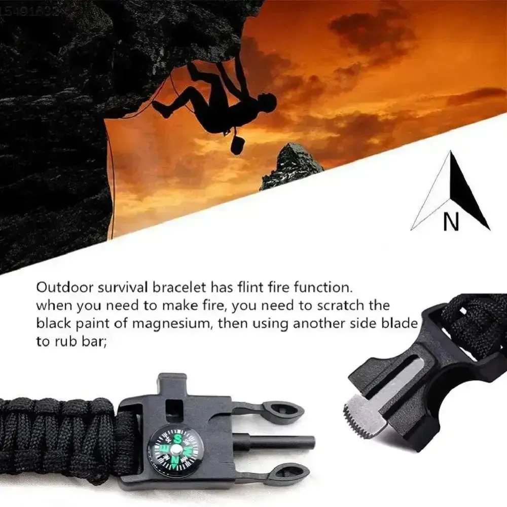 5 in 1 Paracord Survival Tactical Compass Bracelet (2pcs)