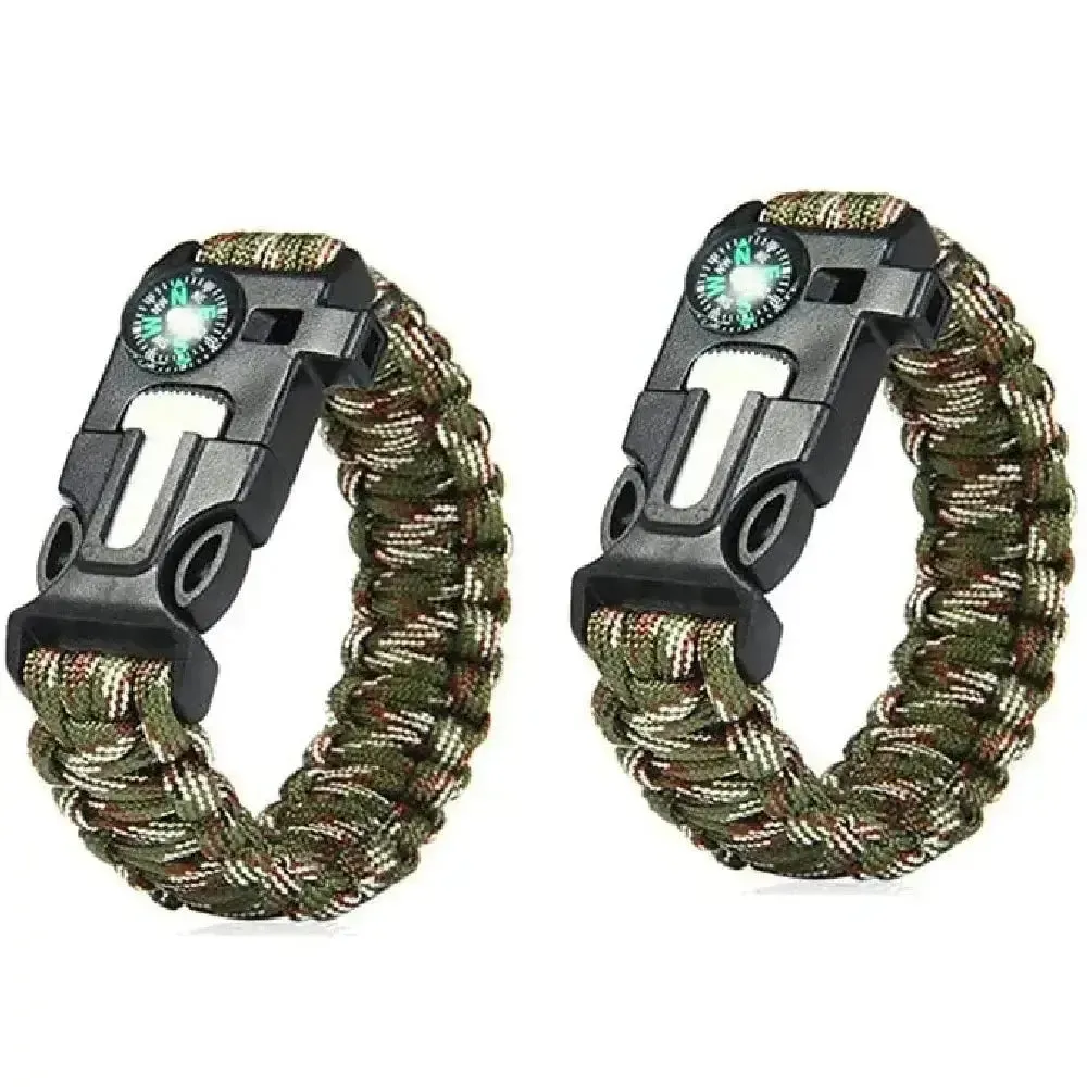 5 in 1 Paracord Survival Tactical Compass Bracelet (2pcs)