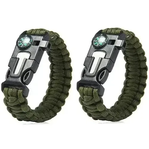 5 in 1 Paracord Survival Tactical Compass Bracelet (2pcs)