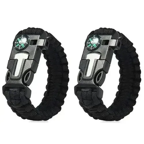 5 in 1 Paracord Survival Tactical Compass Bracelet (2pcs)