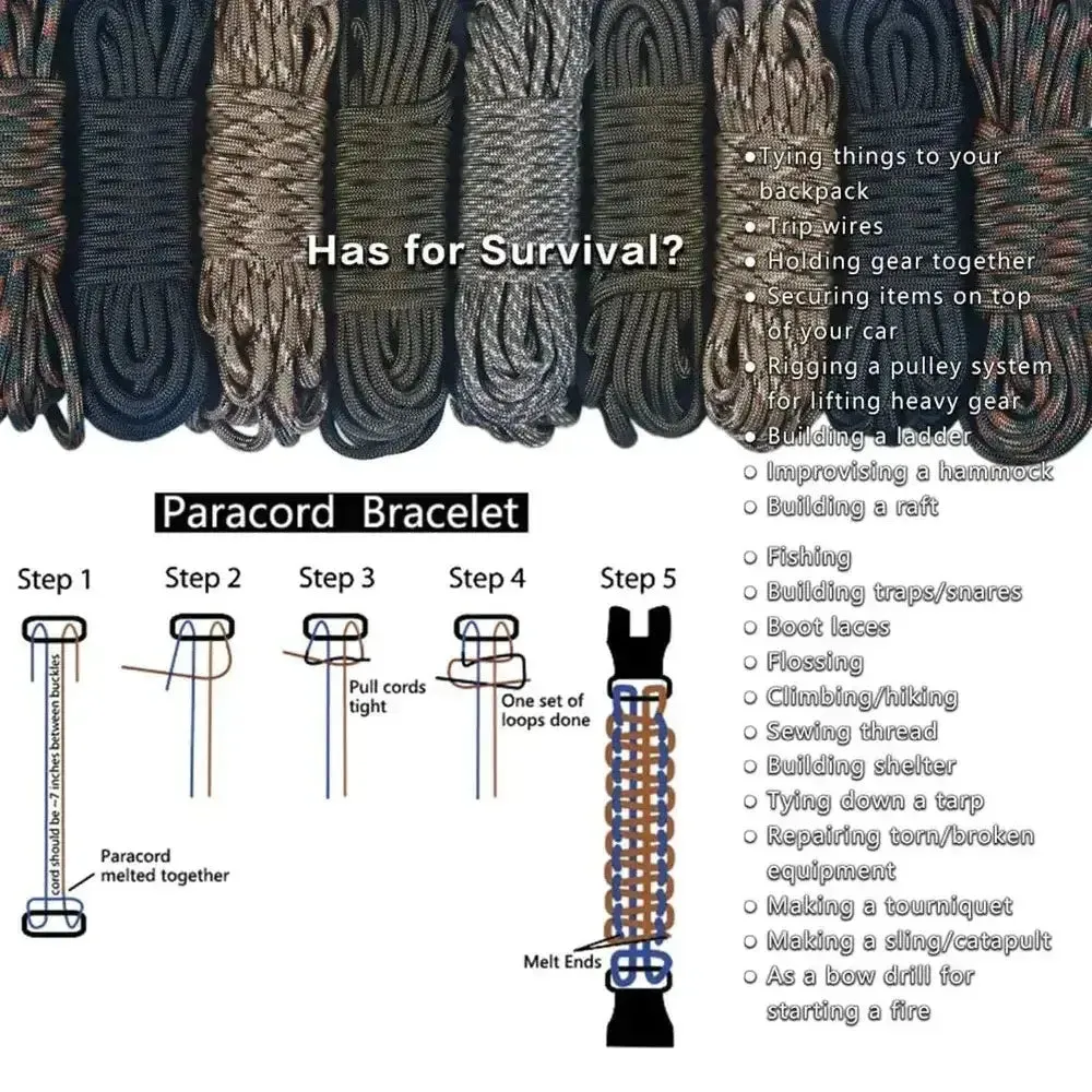5 in 1 Paracord Survival Tactical Compass Bracelet (2pcs)