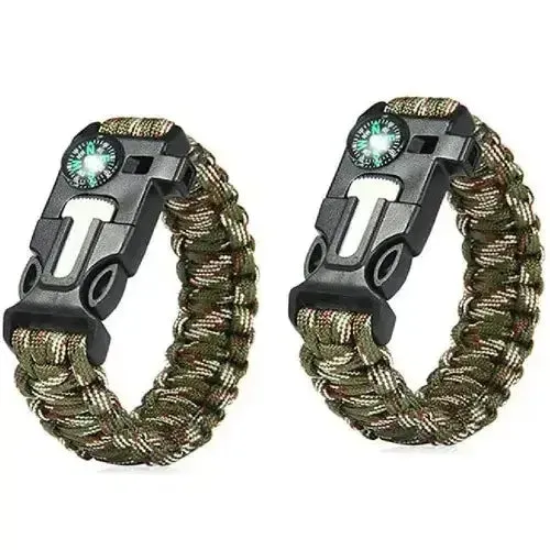 5 in 1 Paracord Survival Tactical Compass Bracelet (2pcs)