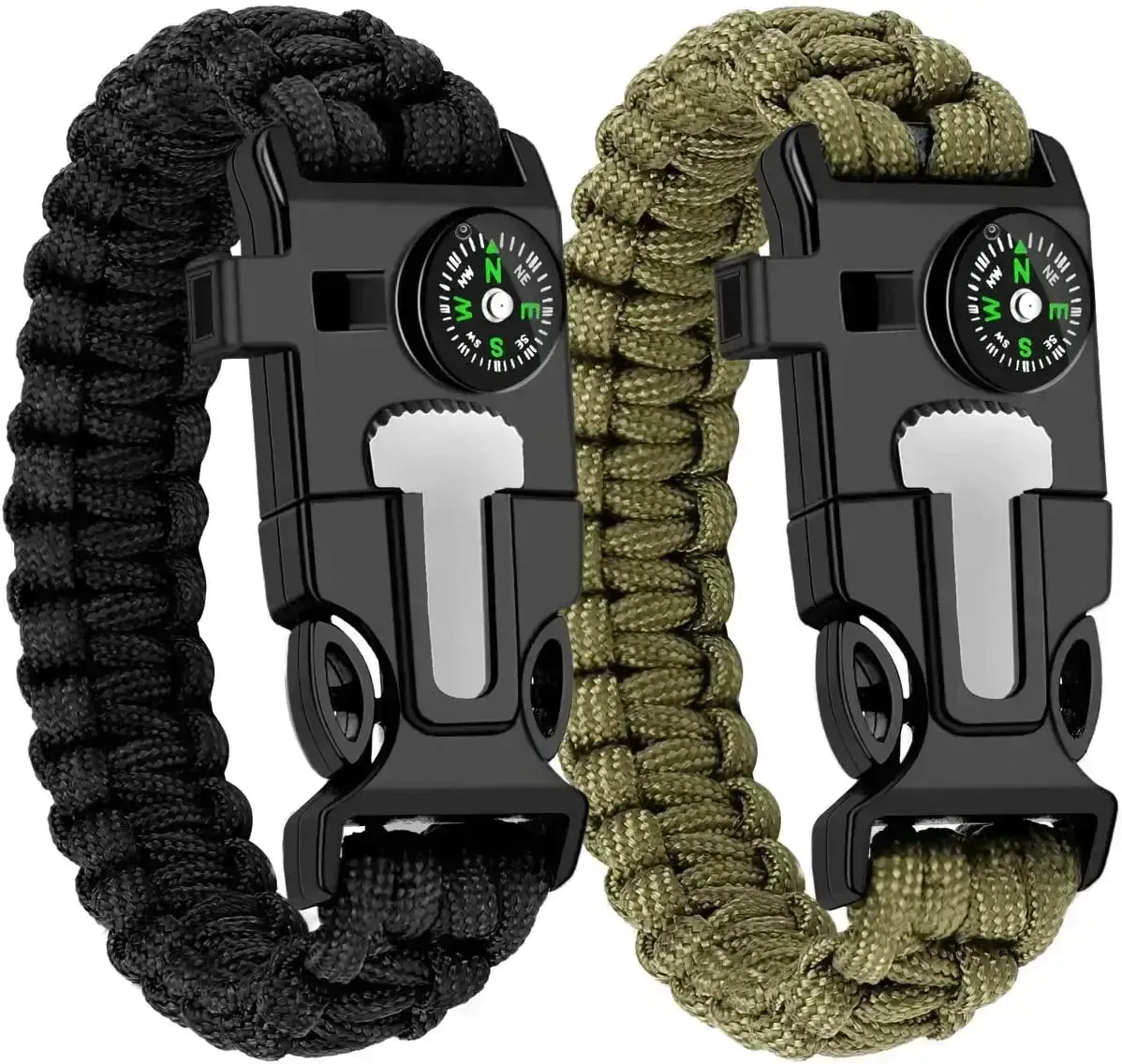 5 in 1 Paracord Survival Tactical Compass Bracelet (2pcs)