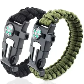 5 in 1 Paracord Survival Tactical Compass Bracelet (2pcs)