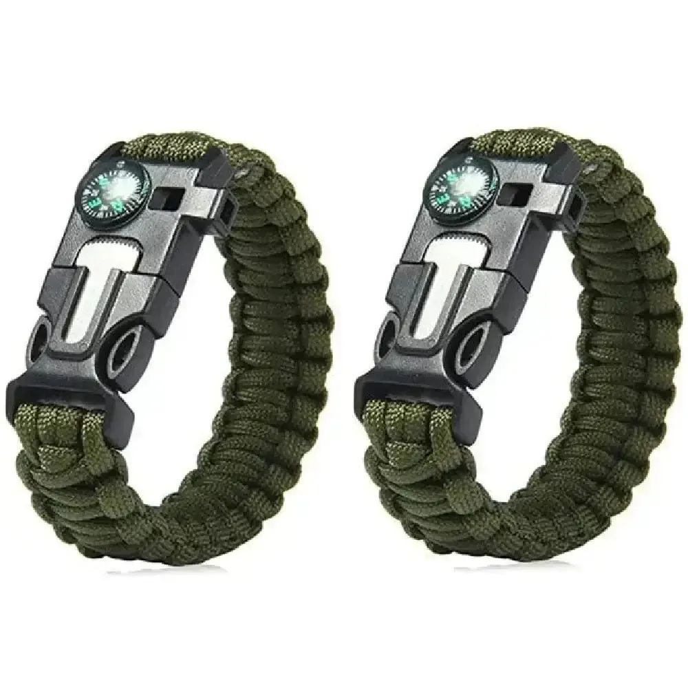 5 in 1 Paracord Survival Tactical Compass Bracelet (2pcs)