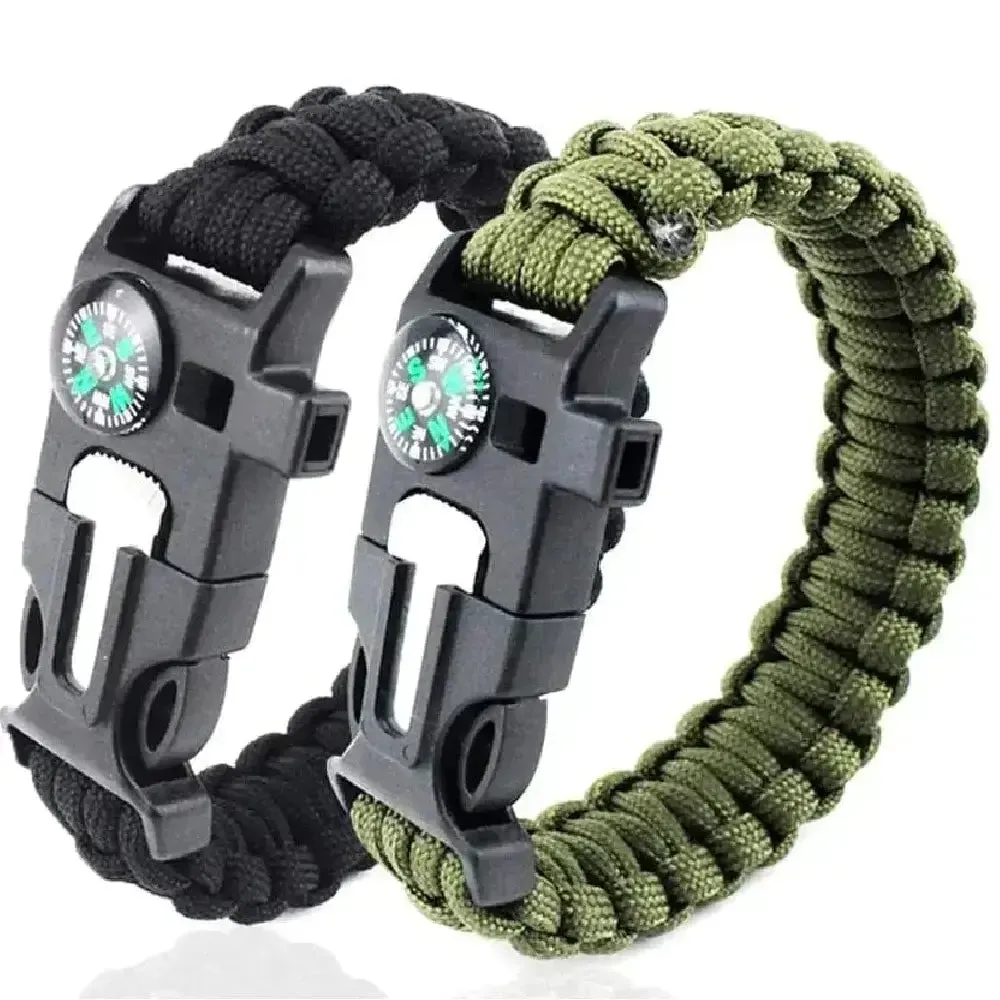 5 in 1 Paracord Survival Tactical Compass Bracelet (2pcs)