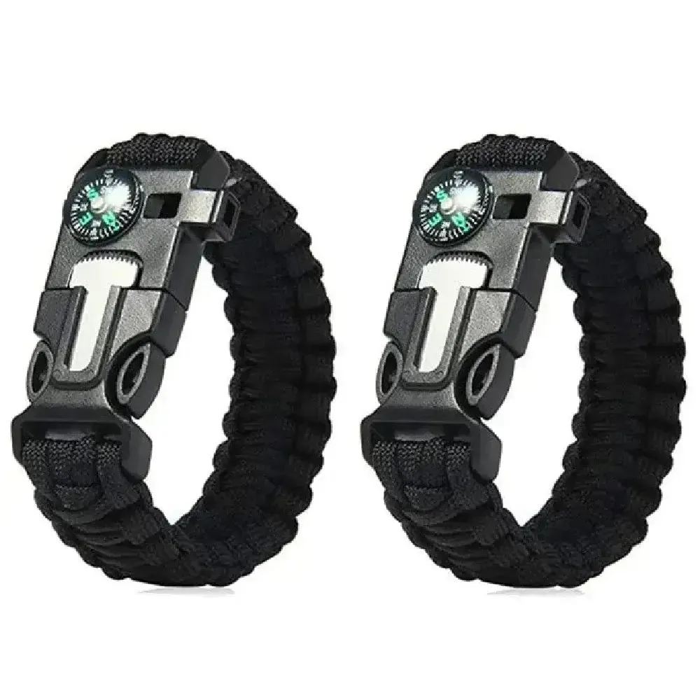 5 in 1 Paracord Survival Tactical Compass Bracelet (2pcs)