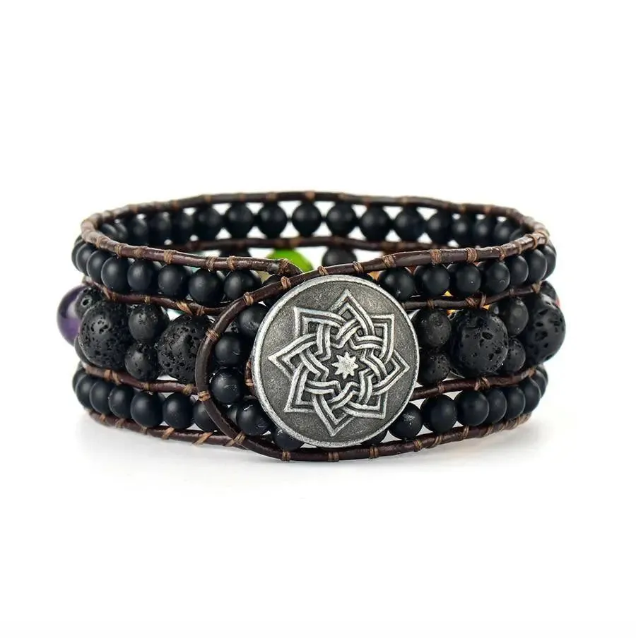 7 Chakra Aromatherapy Lava Bracelet Cuff