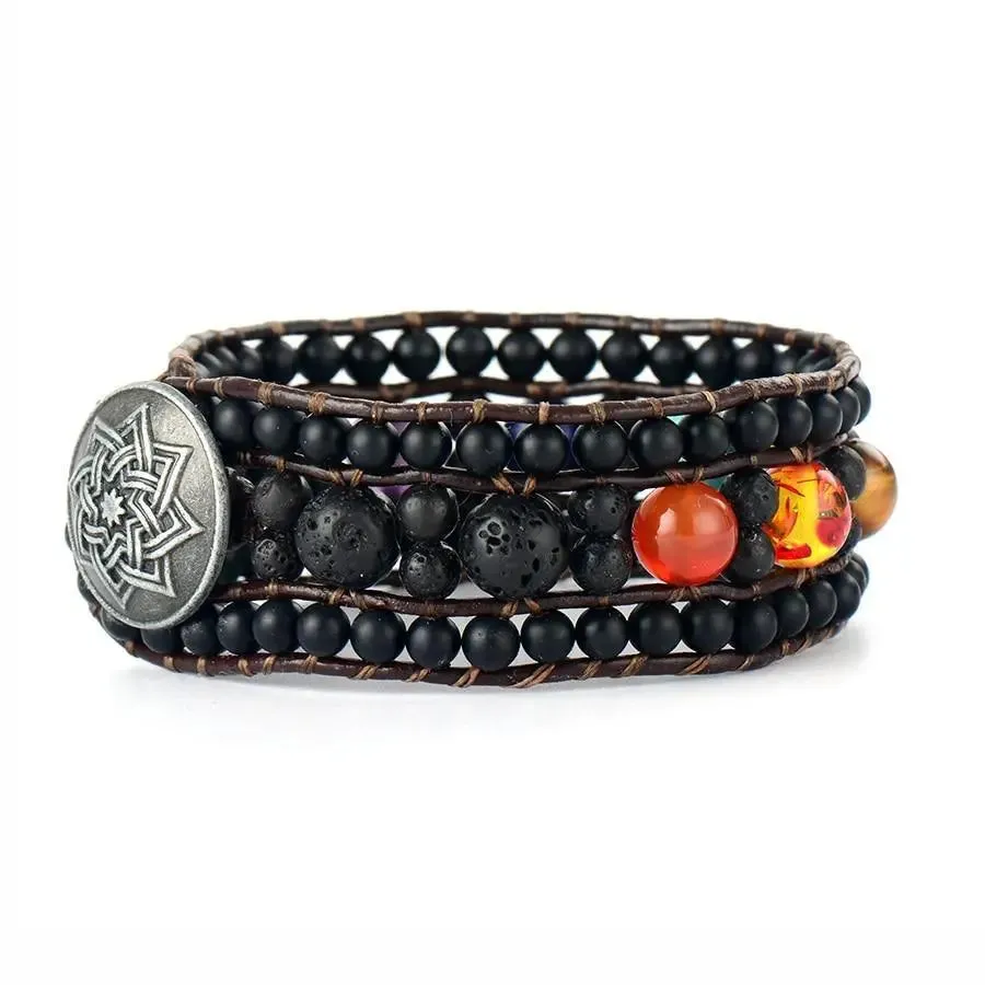 7 Chakra Aromatherapy Lava Bracelet Cuff
