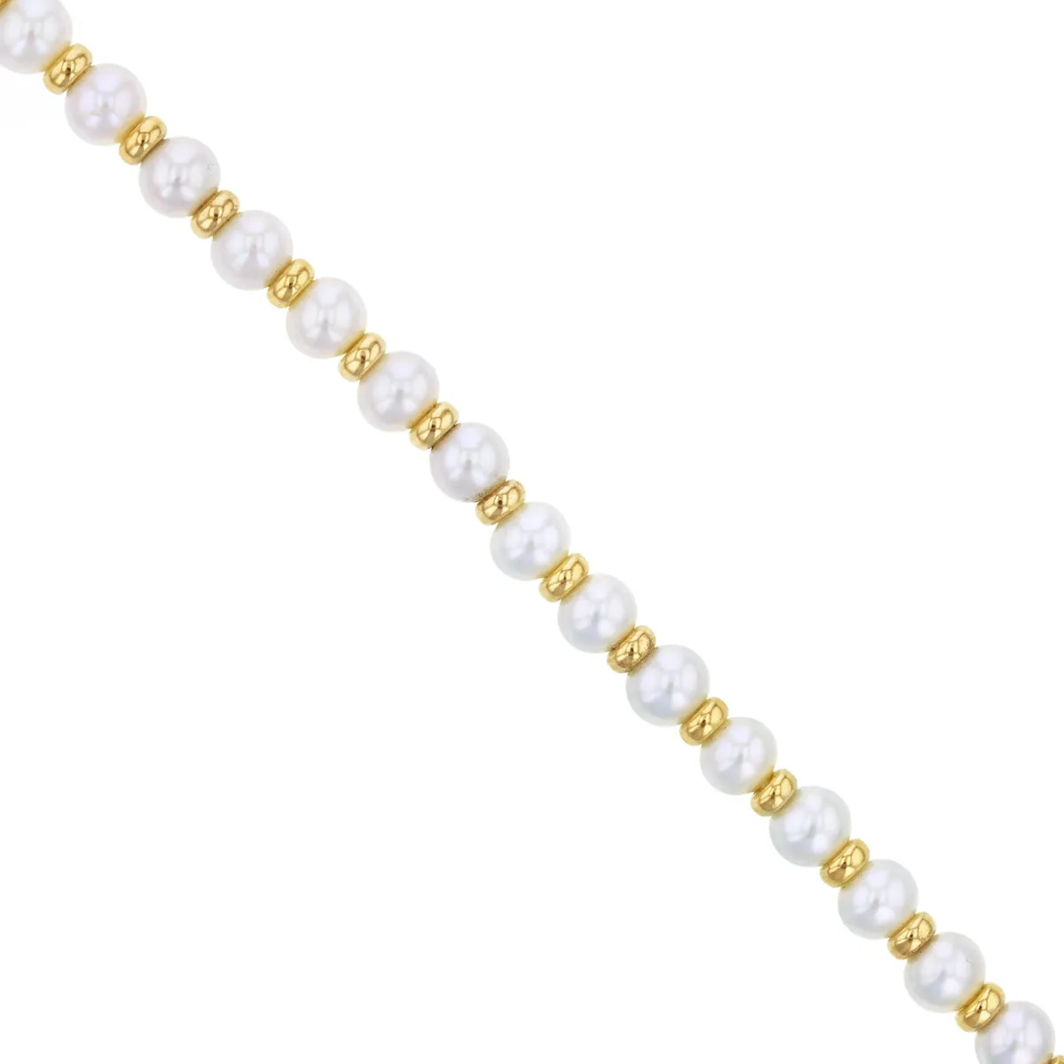 7.25" 6-6.5mm Cultured River Pearl and Gold Rondelles Bracelet | 9K Yellow Gold