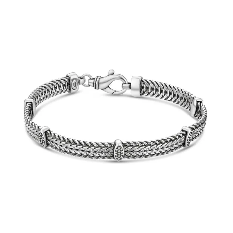 925 Sterling Silver Braided Bracelet with Dotted Design