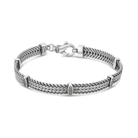 925 Sterling Silver Braided Bracelet with Dotted Design