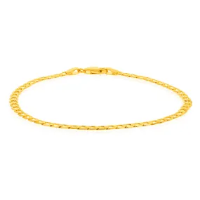 9ct Yellow Gold Superflat Light 80 Gauge Curb 19cm Bracelet