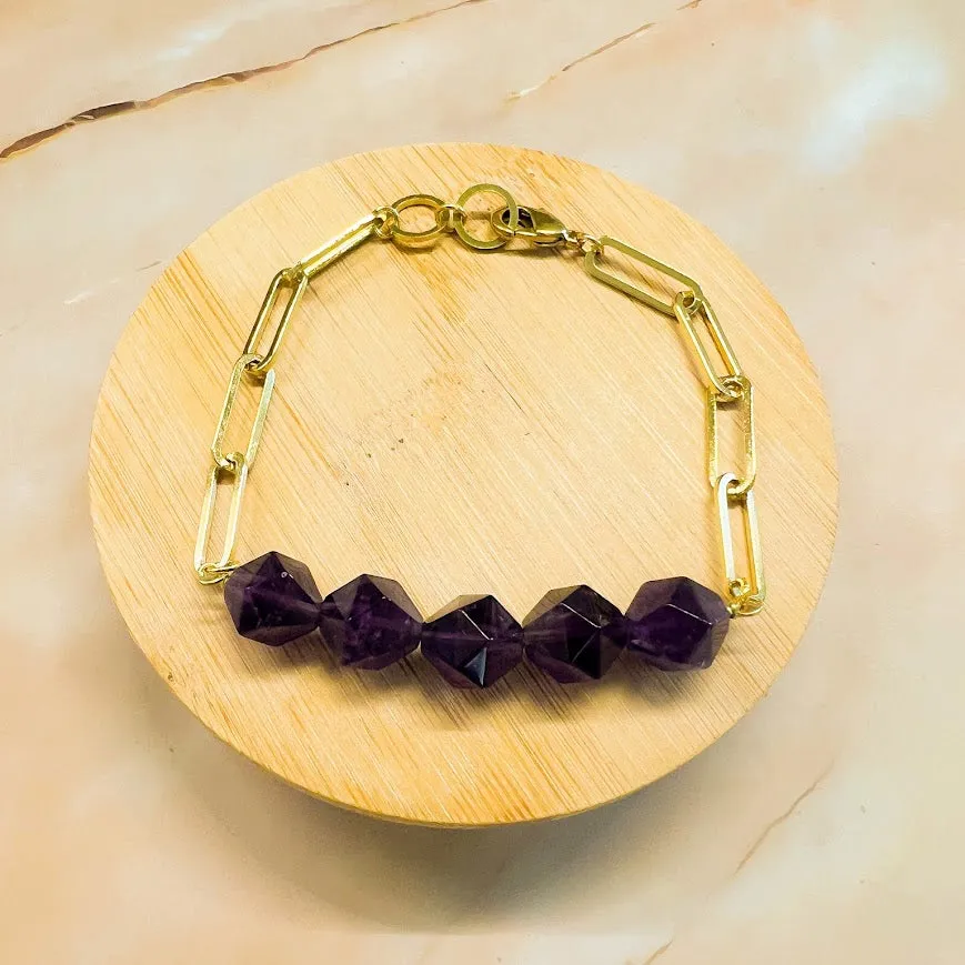 Abacus Braclet: Paperclip Chain and Gemstone