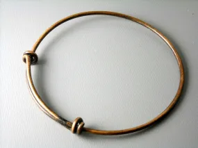 Adjustable Bangle Bracelet, Antique Copper Plated, 66mm diameter, 13 gauge - 1 piece