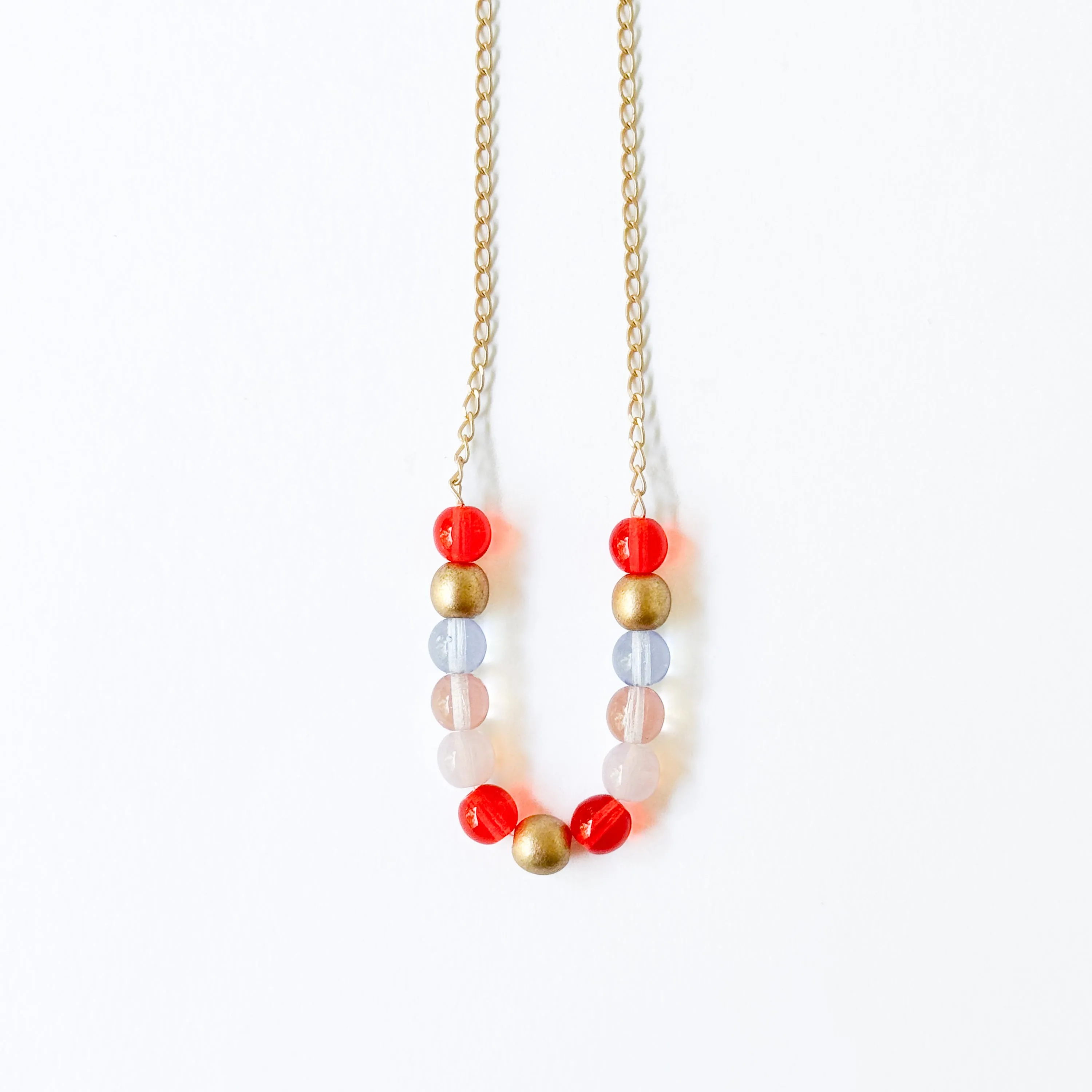 Adjustable Colorful Bead Necklace With Gold Chain